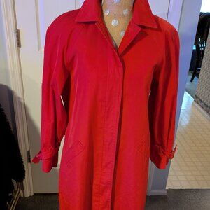 VTG Misty Harbor, red cotton blend women's lined trench coat, size 6 reg